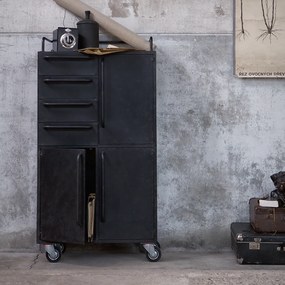 BePureHome Black Beauty Zwarte Kast Op Wielen - 75x39x144cm.