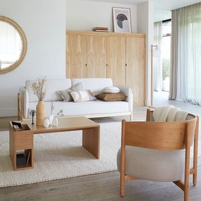 Vloerlamp in eik, metaal en mat glas, Navida