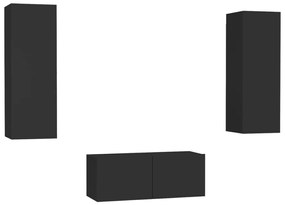 vidaXL 3-delige Tv-meubelset spaanplaat zwart