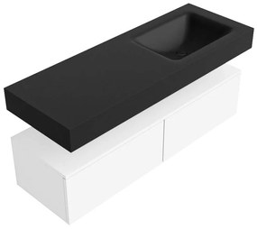 Zaro Alan badmeubel 130cm talc 2 lades met vrijhangende wastafel cloud rechts zonder kraangat urban