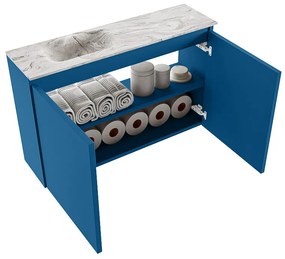 Mondiaz Ture DLux toiletmeubel 80cm jeans met wastafel glace links zonder kraangat