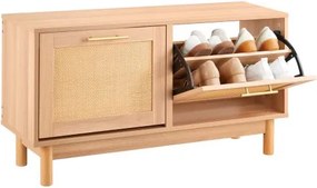 VEVOR Schoenenrekbank (100 x 30 x 53 cm), rotanachtige halbank met 2 uitklapbare lades, schoenenrek met 4 compartimenten en 2 rotandeuren (draagvermogen 136 kg), voor hal, woonkamer, slaapkamer