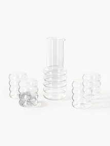Handgeblazen karaf Bubbly met waterglazen, 5-delig