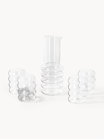 Handgeblazen karaf Bubbly met waterglazen, set van 5