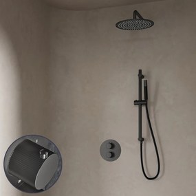 Saniclear Iron Stripes Pro inbouw regendouche rond met 20cm hoofddouche, muurarm en glijstang verouderd ijzer - gunmetal