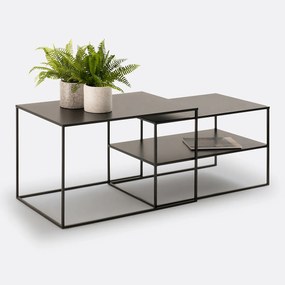 Set van 2 nesting salontafels in staal, Miva