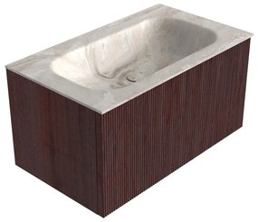 Mondiaz Kurve-dlux 80cm badmeubel ruby met 1 lade en wastafel big small midden zonder kraangat frappe