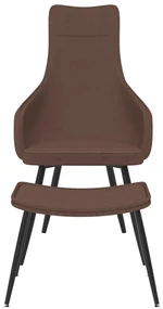vidaXL Fauteuil met voetenbank stof bruin