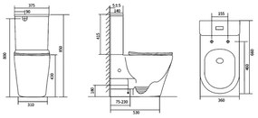 Sapho Avis staand toilet randloos met vortex spoeling en softclose zitting wit glans