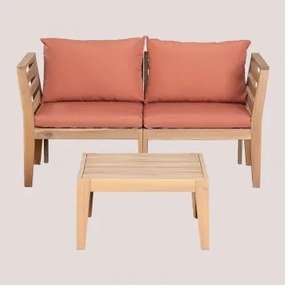 Tuinset Met 2-delige Modulaire Bank Met Armleuningen En Salontafel Van Acaciahout Filips Terracota - Sklum