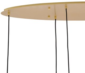 Hotel Chique hanglamp messing met wit glas langwerpig 6-lichts - Misty