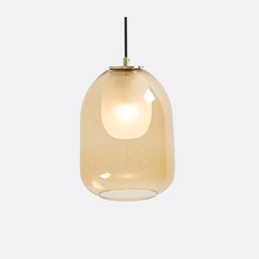 Hanglamp in messing en amber glasØ20 cm, Bumble