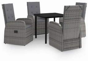 vidaXL 5-delige Tuinset met kussens grijs
