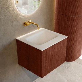 Mondiaz Kurve 50cm badmeubel ruby met 1 lade en wastafel grunne midden zonder kraangat