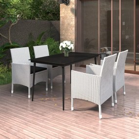 vidaXL 5-delige Tuinset met kussens poly rattan en glas