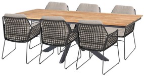 Taste by 4 Seasons Rhodos tuinset met Minerva tuintafel teak blad 220 x 95 cm SALE  Tuinset    houtkleur weerbestendig