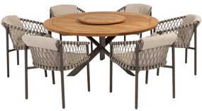 Prado Allora dining tuinset 160 cm rond 7 delig latte terre 4 Seasons Outdoor