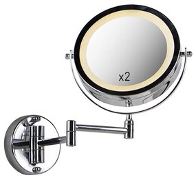 Design wandspiegel chroom incl. LED dim to warm verstelbaar IP44 - Vicino