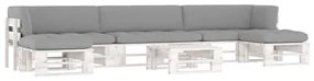 vidaXL 6-delige Loungeset pallet met kussens wit geïmpregneerd hout