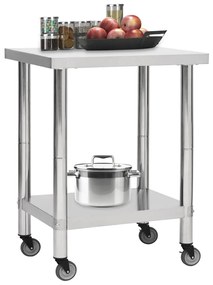 vidaXL Keukenwerktafel met wielen 80x30x85 cm roestvrij staal