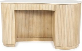 Organisch Bureau Marmer Met Ribbel Hout - 129 X 60cm.