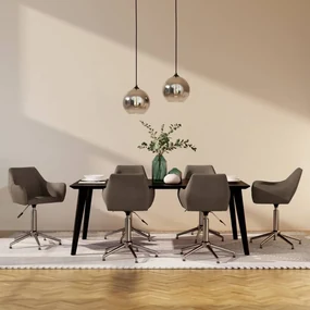vidaXL Eetkamerstoelen draaibaar 6 st stof taupe