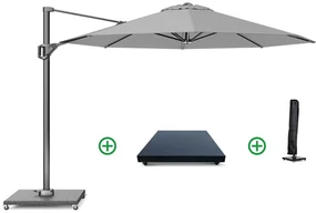 Zweefparasol  Ø3m T1 (incl. voet + hoes) light grey Grijs-antraciet Platinum Voyager