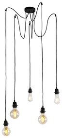 QAZQA Eettafel / Eetkamer Industriële hanglamp zwart - Cava 5 Modern Minimalistisch rond Binnenverlichting Lamp