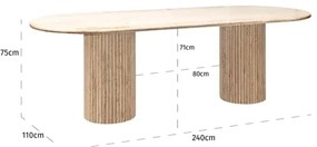 Richmond Interiors La Cantera Travertin Eettafel Griekse Pilaren - 240 X 110cm.