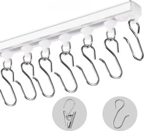 VEVOR Plafondgordijnrailset 3 m Zelfklevend plafondrailsysteem Geen boren nodig voor gordijnen, roomdivider gordijnrail voor plafondmontage voor woonkamer met haken en hardware en 8 rails, wit