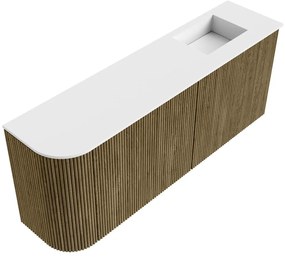 Mondiaz Joya 100cm toiletmeubel ronding links dusk met wastafel faye rechts 1 kraangat talc