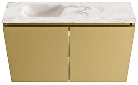 Mondiaz Ture DLux toiletmeubel 80cm oro met wastafel frappe links met kraangat