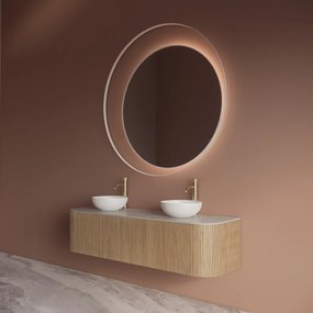 Gliss Design Kosmos spiegel rond met cirkel 140cm mat wit met handsensor