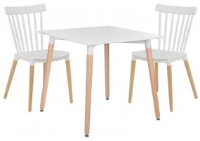 Set Vierkante Eettafel 80x80 Cm Van Beukenhout En Mdf Met 2 Royal Stoelen Wit - Sklum