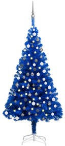 vidaXL Kunstkerstboom met LED's en kerstballen 120 cm PVC blauw