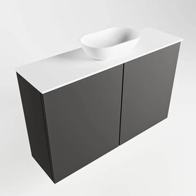 Mondiaz Fowy toiletmeubel 80cm dark grey met witte waskom midden en kraangat