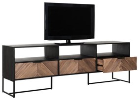 DTP Home Criss Cross TV-meubel Visgraat Zwart 180 Cm - 180x40x60cm.