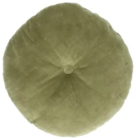 Velours kussen, bio-katoen, mosgroen, rond