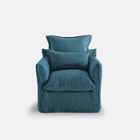 Fauteuil in gekreukt linnen, Odna