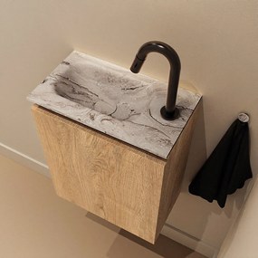 Mondiaz Ture DLux toiletmeubel 40cm washed oak met wastafel glace links met kraangat