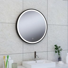 Wiesbaden Maro spiegel rond met LED, dimbaar en spiegelverwarming 60 cm mat zwart 38.4170