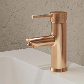 Saniclear Copper Curved wastafelkraan geborsteld koper