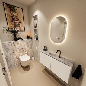 Mondiaz Ture DLux toiletmeubel 100cm talc met wastafel glace midden met kraangat