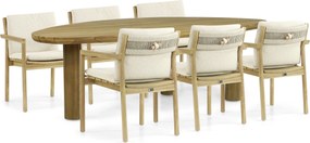 Tuinset 6 personen 240 cm Teak Old teak greywash Santika Furniture Santika
