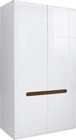 Kledingkast Serveso 110, Glanzend wit, Wit, 193x105x57cm, 67 kg, Kledingkast deuren: Met scharnieren, Aantal planken: 1, Aantal planken: 1