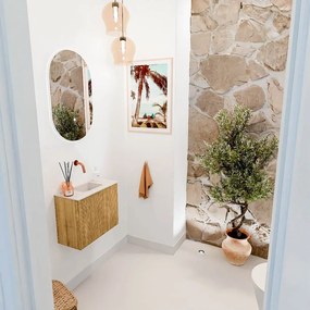 Mondiaz Joya DLux 50cm toiletmeubel oak met wastafel faye midden zonder kraangat meli