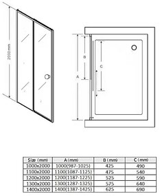 Saniclear Slide schuif douchedeur anti-kalk 100x200cm