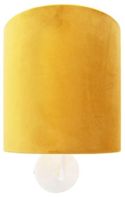 Stoffen Vintage wandlamp wit met gele velours kap - Matt Retro E27 rond Binnenverlichting Lamp