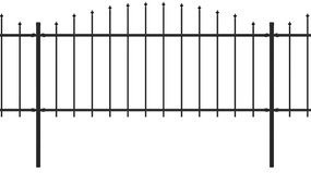 vidaXL Tuinhek met speren bovenkant (0,5-0,75)x3,4 m staal zwart
