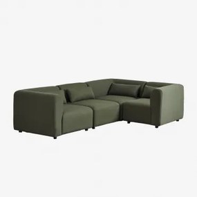 5-delige Modulaire Hoekbank Fogler Teddystof Saliegroen - Sklum